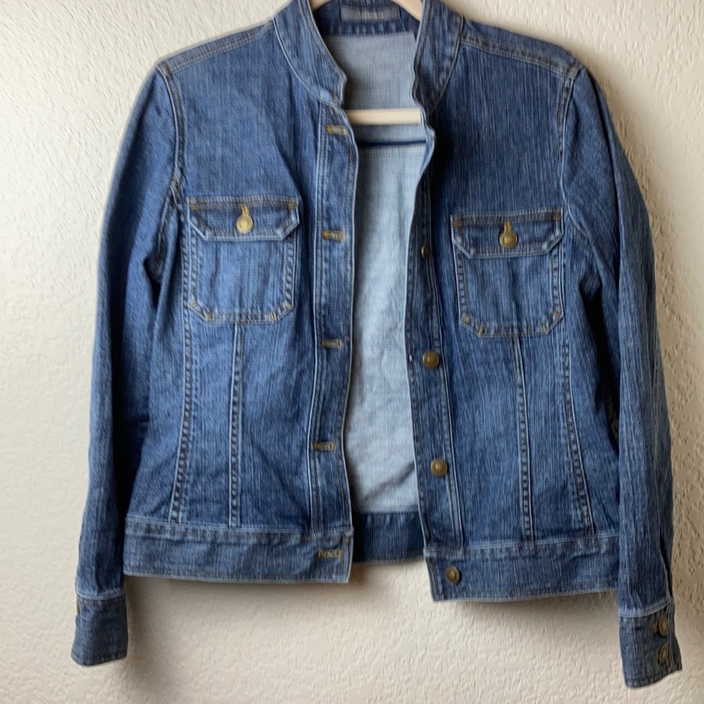 *Liz Clairborne Petite Dark Wash Classic Size PM Button Down Denim Jacket A45